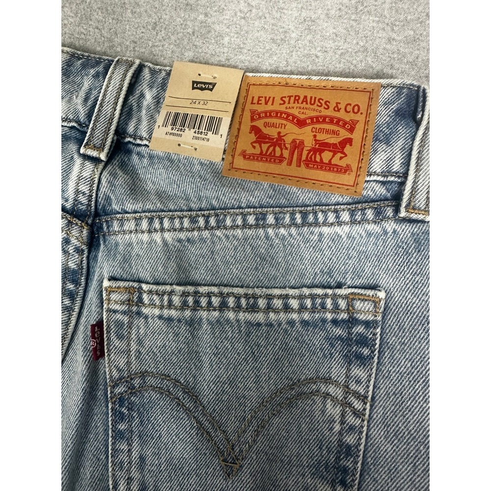NWT Levis Low Loose Jeans Womens 24x32 Blue Superlow Wide Straight Leg - Picture 3 of 13